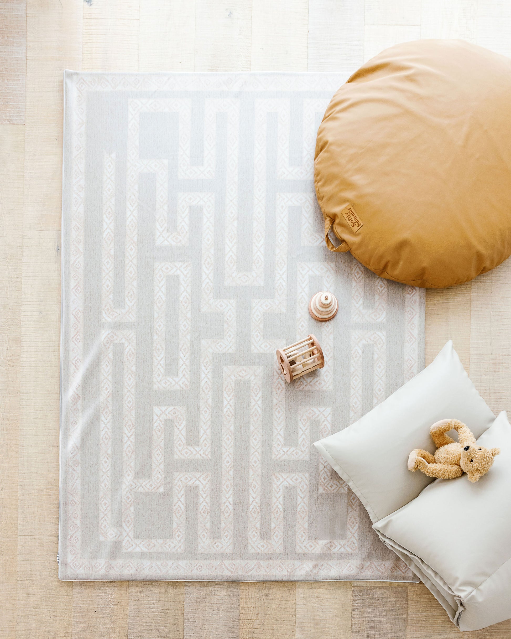 Softly Summer Cuvvy play mat cover, padded play mat, vegan leather, reversible, rug design, baby play mat